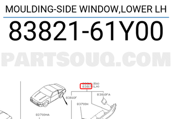Nissan 8382161Y00 MOULDING-SIDE WINDOW,LOWER LH