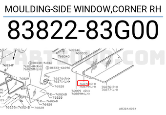 Nissan 8382283G00 MOULDING-SIDE WINDOW,CORNER RH
