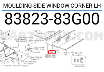 Nissan 8382383G00 MOULDING-SIDE WINDOW,CORNER LH