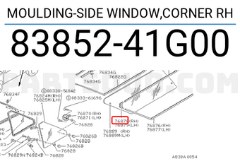 Nissan 8385241G00 MOULDING-SIDE WINDOW,CORNER RH