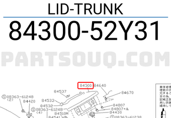 Nissan 8430052Y31 LID-TRUNK