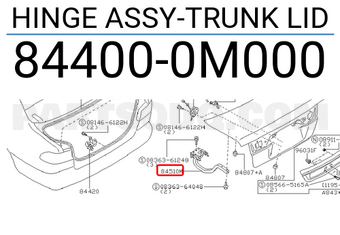Nissan 844000M000 HINGE ASSY-TRUNK LID