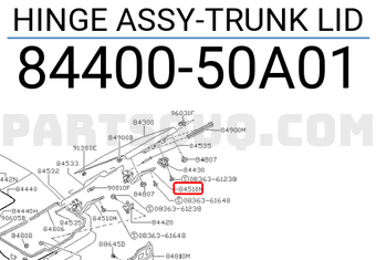 Nissan 8440050A01 HINGE ASSY-TRUNK LID