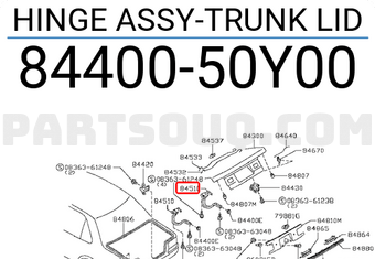 Nissan 8440050Y00 HINGE ASSY-TRUNK LID