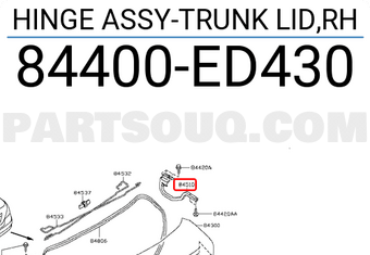 Nissan 84400ED430 HINGE ASSY-TRUNK LID,RH