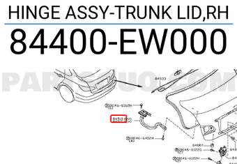 Nissan 84400EW000 HINGE ASSY-TRUNK LID,RH