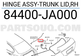 Nissan 84400JA000 HINGE ASSY-TRUNK LID,RH