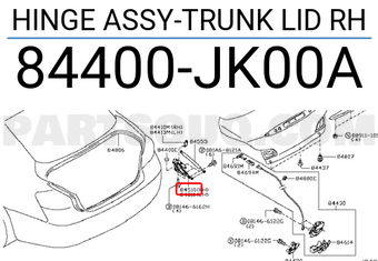 Nissan 84400JK00A HINGE ASSY-TRUNK LID RH