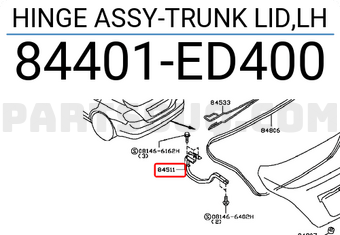 Nissan 84401ED400 HINGE ASSY-TRUNK LID,LH