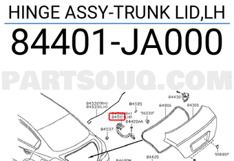 Nissan 84401JA000 HINGE ASSY-TRUNK LID,LH