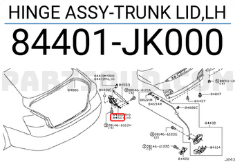 Nissan 84401JK000 HINGE ASSY-TRUNK LID,LH