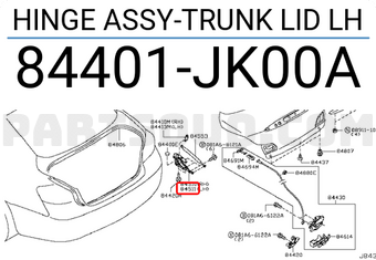 Nissan 84401JK00A HINGE ASSY-TRUNK LID LH