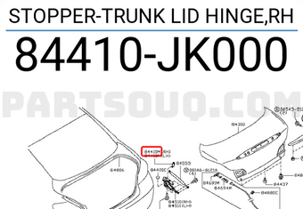 Nissan 84410JK000 STOPPER-TRUNK LID HINGE,RH