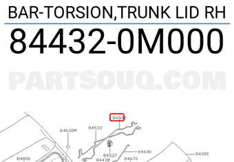 Nissan 844320M000 BAR-TORSION,TRUNK LID RH
