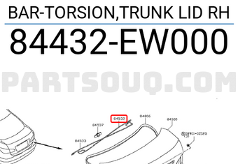 Nissan 84432EW000 BAR-TORSION,TRUNK LID RH