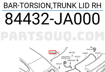 Nissan 84432JA000 BAR-TORSION,TRUNK LID RH