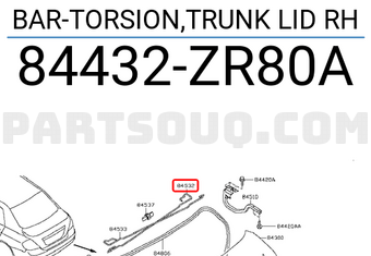 Nissan 84432ZR80A BAR-TORSION,TRUNK LID RH