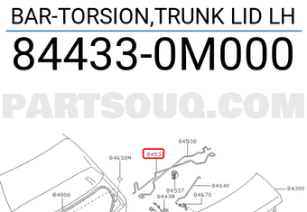 Nissan 844330M000 BAR-TORSION,TRUNK LID LH
