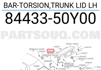 Nissan 8443350Y00 BAR-TORSION,TRUNK LID LH