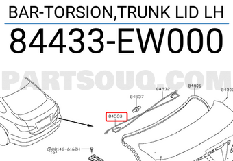 Nissan 84433EW000 BAR-TORSION,TRUNK LID LH