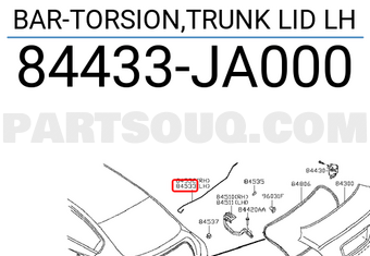 Nissan 84433JA000 BAR-TORSION,TRUNK LID LH