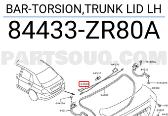 Nissan 84433ZR80A BAR-TORSION,TRUNK LID LH