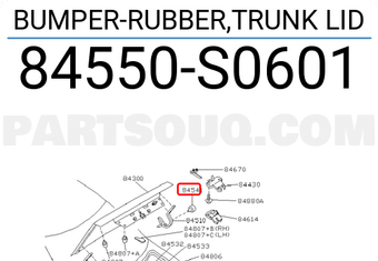 Nissan 84550S0601 BUMPER-RUBBER,TRUNK LID