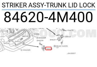 Nissan 846204M400 STRIKER ASSY-TRUNK LID LOCK