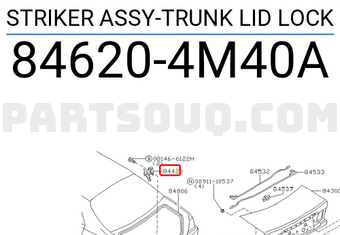 Nissan 846204M40A STRIKER ASSY-TRUNK LID LOCK