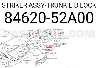 Nissan 8462052A00 STRIKER ASSY-TRUNK LID LOCK