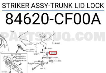 Nissan 84620CF00A STRIKER ASSY-TRUNK LID LOCK