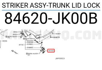 Nissan 84620JK00B STRIKER ASSY-TRUNK LID LOCK