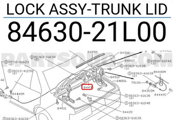 Nissan 8463021L00 LOCK ASSY-TRUNK LID