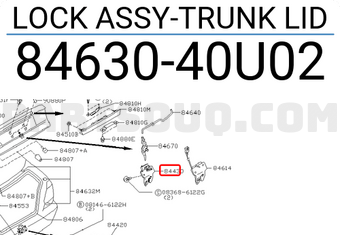 Nissan 8463040U02 LOCK ASSY-TRUNK LID