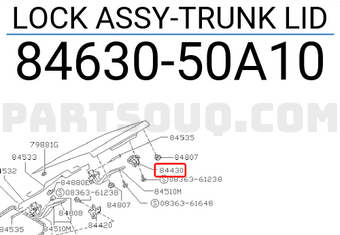 Nissan 8463050A10 LOCK ASSY-TRUNK LID