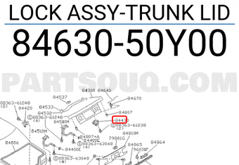 Nissan 8463050Y00 LOCK ASSY-TRUNK LID