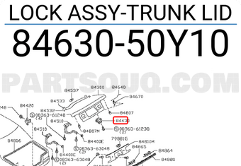 Nissan 8463050Y10 LOCK ASSY-TRUNK LID