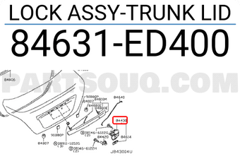 Nissan 84631ED400 LOCK ASSY-TRUNK LID
