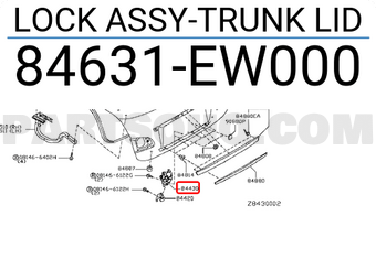 Nissan 84631EW000 LOCK ASSY-TRUNK LID