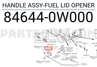 Nissan 846440W000 HANDLE ASSY-FUEL LID OPENER