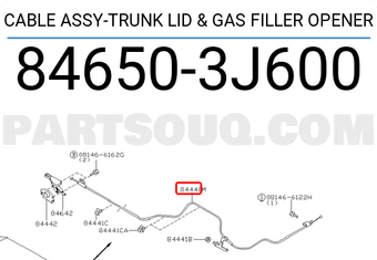 Nissan 846503J600 CABLE ASSY-TRUNK LID & GAS FILLER OPENER