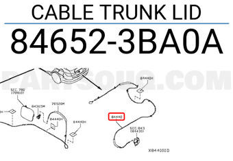 Nissan 846523BA0A CABLE TRUNK LID