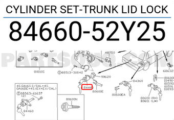 Nissan 8466052Y25 CYLINDER SET-TRUNK LID LOCK