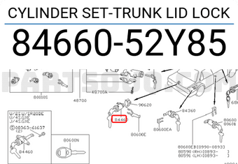 Nissan 8466052Y85 CYLINDER SET-TRUNK LID LOCK