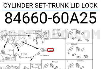 Nissan 8466060A25 CYLINDER SET-TRUNK LID LOCK