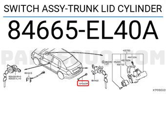Nissan 84665EL40A SWITCH ASSY-TRUNK LID CYLINDER