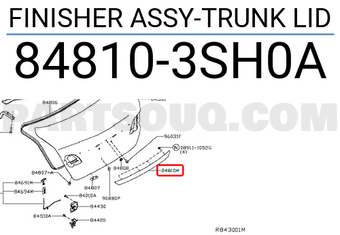 Nissan 848103SH0A FINISHER ASSY-TRUNK LID