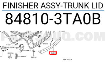 Nissan 848103TA0B FINISHER ASSY-TRUNK LID