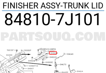 Nissan 848107J101 FINISHER ASSY-TRUNK LID