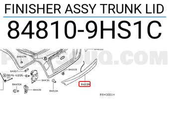 Nissan 848109HS1C FINISHER ASSY TRUNK LID